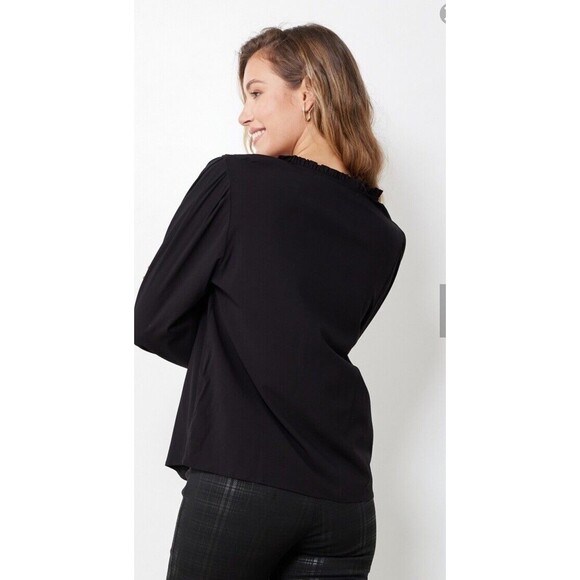 Zac & Rachel Women's Elegant Top with 3 Button Closure and Smocked Shoulders,S - Picture 2 of 16